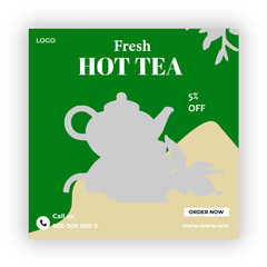 A box of tea  is labeled as tea flyer design 