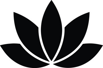 Minimal Lotus Flower Logo Black Silhouette Abstract Floral Icon Design