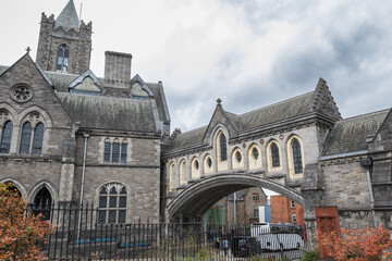 The Victorian covered bridge connecting the Christ Church Cathedral to the Synod Hall (Dublinia) over Winetavern Street in Dublin, Ireland
