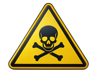 danger sign with skull and cross bones isolated on white background PNG, AI Generated.