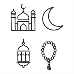 Obraz premium Black and White Eid Mubarak Islamic Vector Design