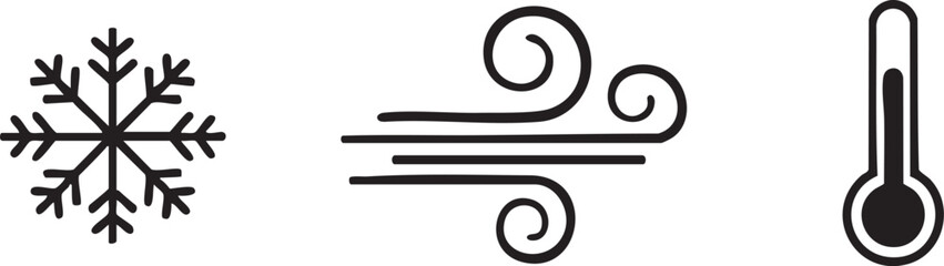 Atmosphere Snowflake Wind Thermometer Cold Weather Vector Icons