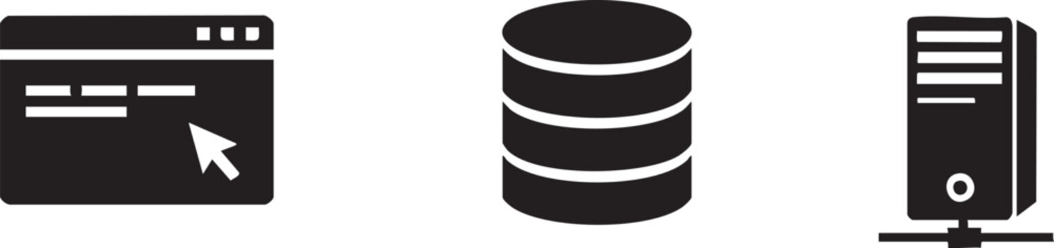 IT Terminal Database Server Backend Infrastructure Icon Set