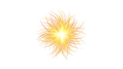 PNG image of abstract yellow and pink glowing starburst. Luminous radiating lines, soft energy explosion, and magical floral light effect on transparent background
