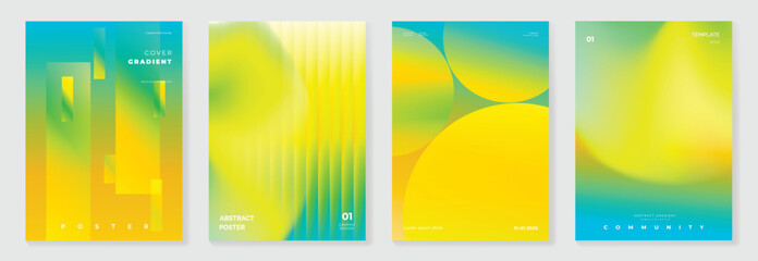 Fototapeta na wymiar abstract gradient poster background vector background with yellow lime green teal colors. Modern design for poster, cover, and branding.