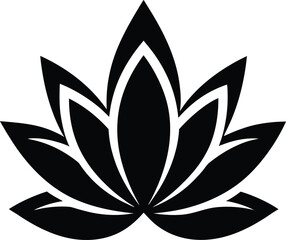 Elegant Lotus Flower Logo Black Silhouette Minimal Floral Icon Design