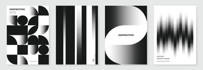 Obraz premium minimal abstract poster background vector background with black white gray colors. Modern design for poster, cover, and branding.