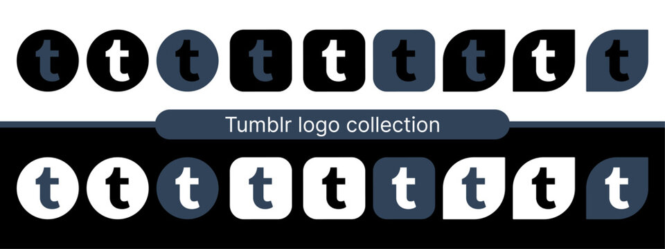 Tumblr logo icon vector set.