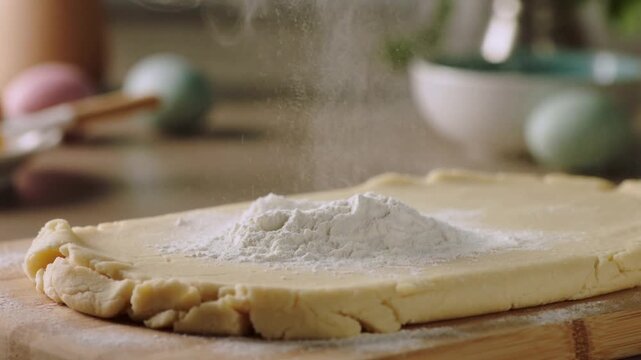 Baking Preparation with Cookie Cutter and Flour on Wooden Table for Festive Celebration Moments