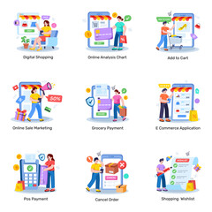 Fototapeta premium Set of Ecommerce Flat Illustrations