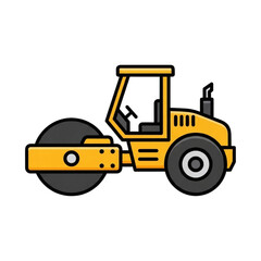 Fototapeta premium Yellow Steamroller Heavy Machinery Vehicle Icon