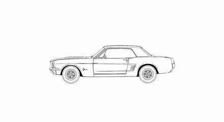 Side profile sketch of a vintage coupe automobile