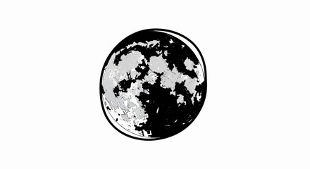 Obraz premium Stylized illustration of a full moon with craters and dark markings