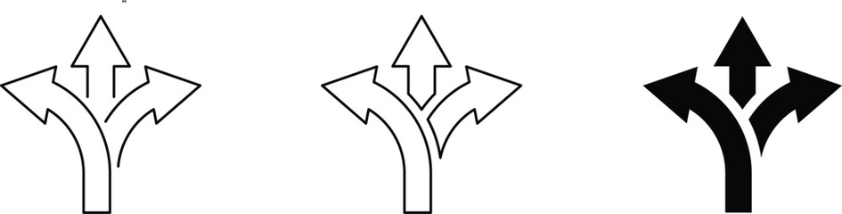 Arrow icon with a number of paths, multi traffic sign. © Taslima