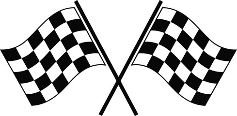 Obraz premium Black and white checkered flags vector icon graphic design, race flags design element