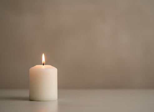 Soft Candlelight Glow on Minimal Background with Copy Space, Cozy Self Care Background in Square Format