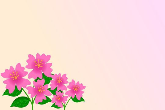 Pink Flower Corner on Soft Beige Background. Floral Blossom Minimal Background. Spring Flower Border with Copy Space