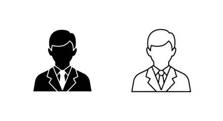 Fototapeta premium Professional Business Man Avatar Icon in Suit and Tie for Corporate Profile User Identity Symbols