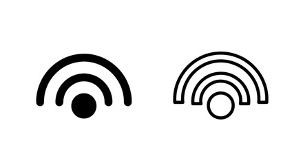 Wireless Connection Signal Icon Set, WiFi Symbol in Solid and Outline Styles for Internet and Communication Design