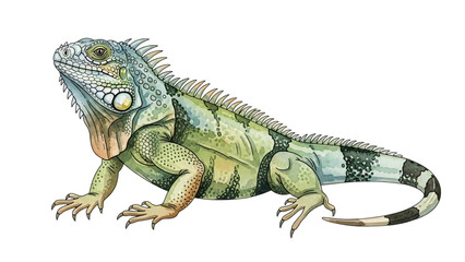 Obraz premium Green igua on black background with white background and black and white.