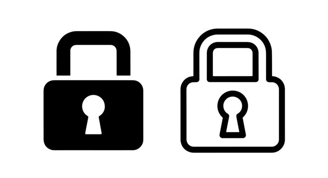 Closed padlock security icon for private data protection and safety management