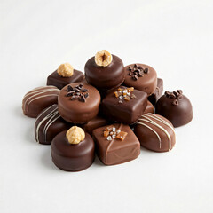 Fototapeta premium Assorted handmade chocolate pralines isolated on white background