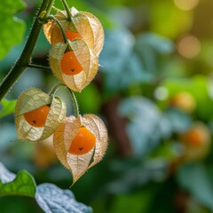 Physalis angulata fruit on the tree.
