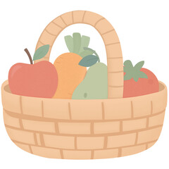 Minimal Harvest Basket with Vegetables