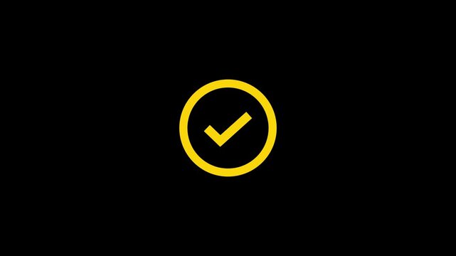 Bright yellow checkmark icon on black background
