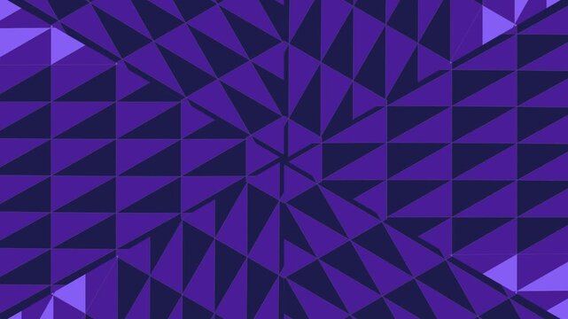 A hypnotic kaleidoscopic pattern of interlocking triangles in shades of deep purple and violet, creating a mesmerizing visual effect