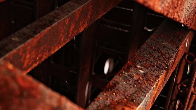 Rusted Metal Surface with Dripping Water and Corrosion