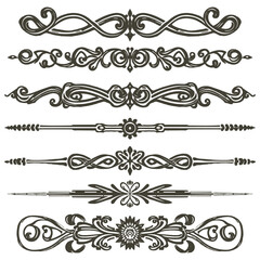 Fototapeta premium Set of nine vector ornamental page dividers design elements eps 10