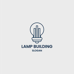 Lamp building logo style icon design template vector illustration