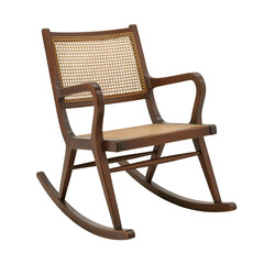 Antique Wooden Rocking Chair Isolated on White &ndash; Vintage Relaxing Armchair Furniture