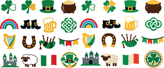 Naklejka premium St Patricks Day Symbols Shamrocks, Luck, and Irish Traditions