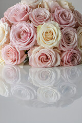 Beautiful bouquet of pink and white roses