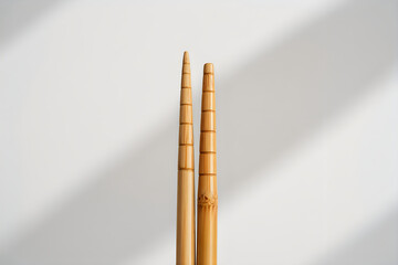 Bamboo stems against gray background