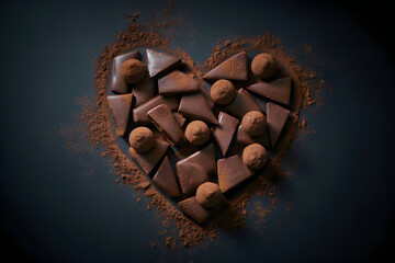 Chocolate treats in a heart shape