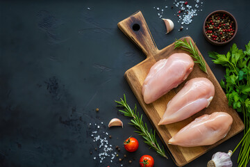 Fresh chicken breast with herbs and spices