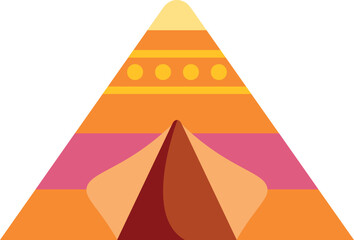 Colorful teepee tent icon representing an ancient tribal shelter © anatolir