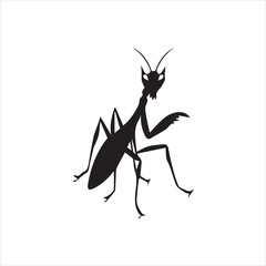  Black Mantis Silhouette Vector Image