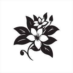  Magnolia Flower Silhouette - Black & White Vector Image