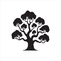  Ancient oak tree nature silhouette Vector Image