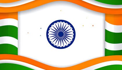 Indian Flag Wavy Border Design with Ashoka Chakra
