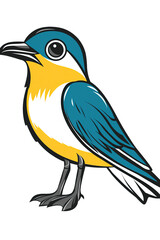 Fototapeta premium A colorful illustration of a small bird with blue and yellow feathers