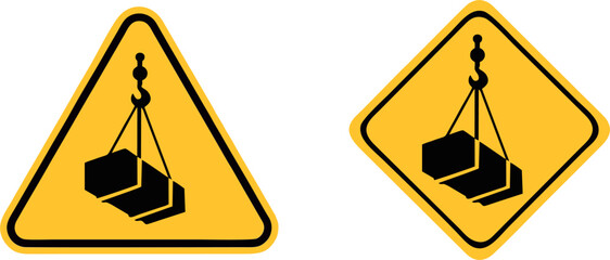 Overhead Suspended Load Crane Danger Warning Safety Sign Vector
