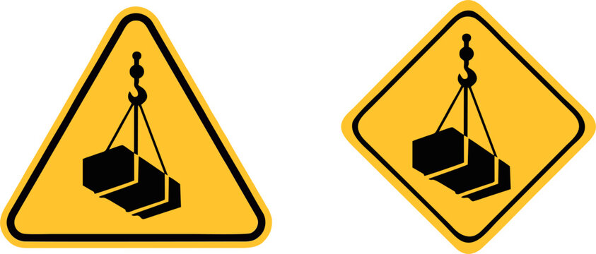 Overhead Suspended Load Crane Danger Warning Safety Sign Vector