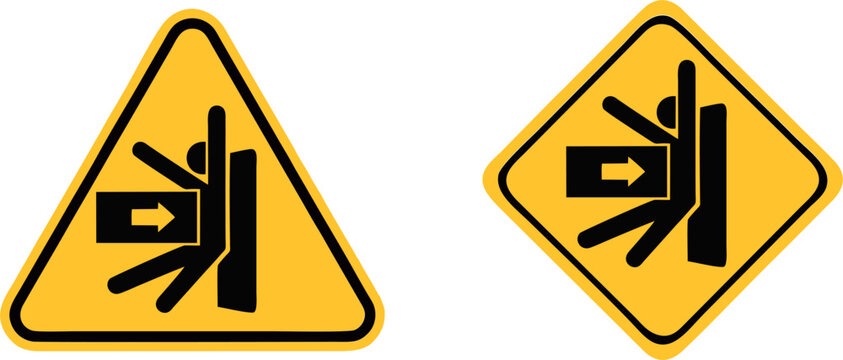 Hand Crushing Hazard Warning Safety Industrial Danger Sign Vector Illustration