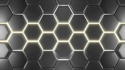 Obraz premium Metallic hexagon pattern with brushed steel texture