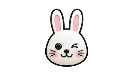 Fototapeta premium Cute 3D Bunny Face Icon Winking